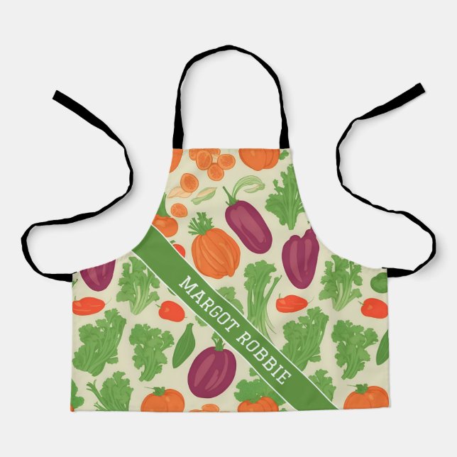 Fresh Vegetables Floral Colourful Pattern Apron (Front)