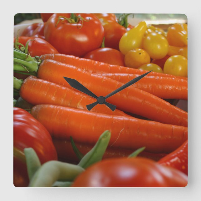 Fresh Vegetables Harvest Square Wall Clock (Front)