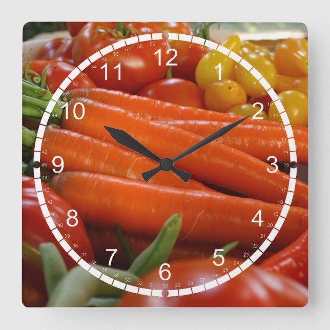 Fresh Vegetables Harvest Square Wall Clock (Front)