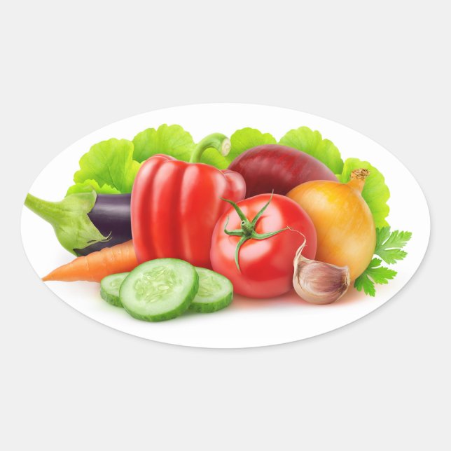 Fresh vegetables oval sticker (Front)