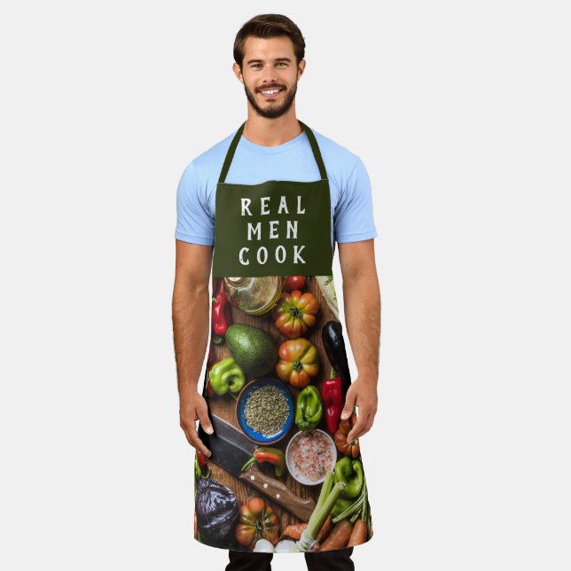 Fresh Vegetables Real Men Cook Apron (Worn)