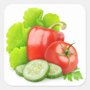 Fresh vegetables square sticker
