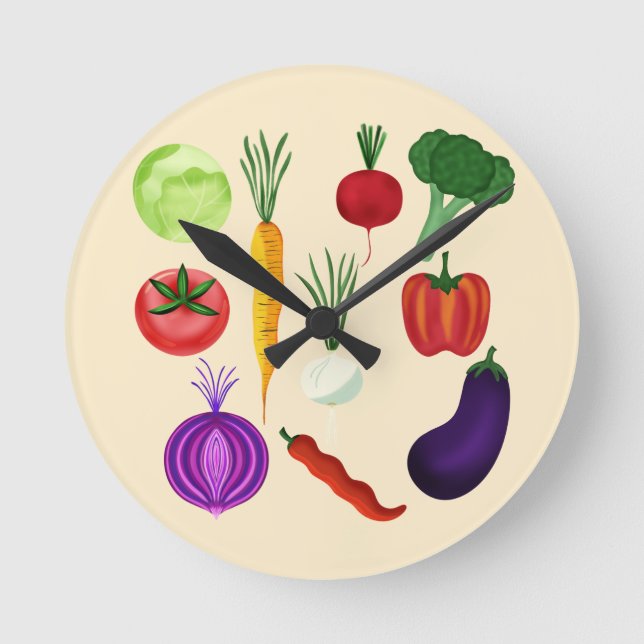 Fresh Veggies Round Clock (Front)