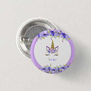 Fresh Violet Unicorn Birthday Decorations 3 Cm Round Badge