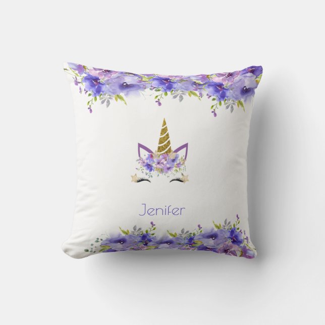 Fresh Violet | Unicorn Birthday Party Decor Cushion (Front)