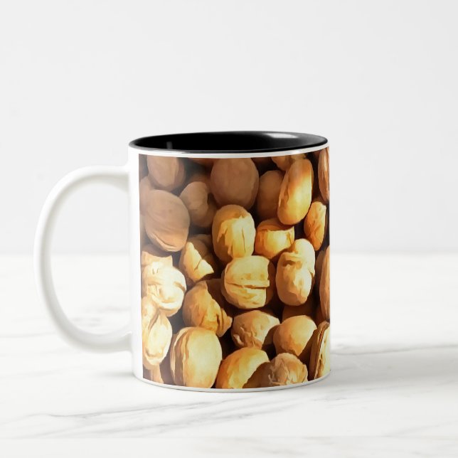 Fresh Walnuts Hyperrealistic Painting Two-Tone Coffee Mug (Left)