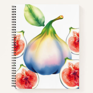 Fresh Watercolor Fig with Soft White Notebook