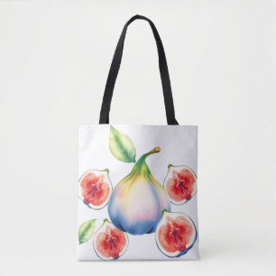 Fresh Watercolor Fig with Soft White Tote Bag