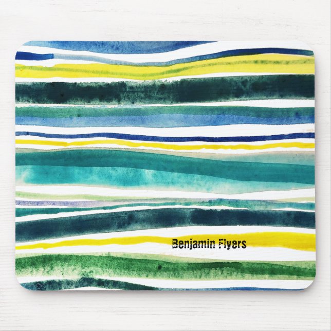 Fresh watercolor stripes mouse pad (Front)