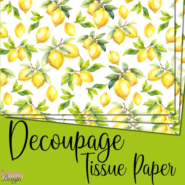 Fresh Watercolor yellow lemons green leaves Tissue Paper (Creator Uploaded)