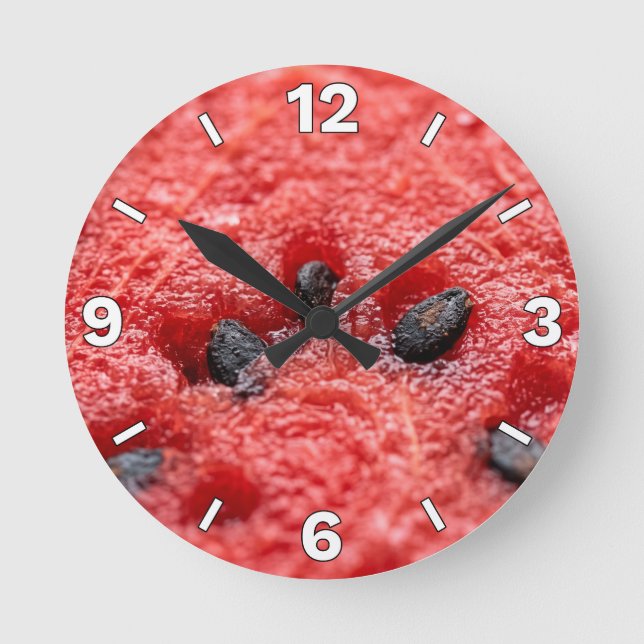 Fresh Watermelon Pulp Macro Texture Kitchen Decor Round Clock (Front)