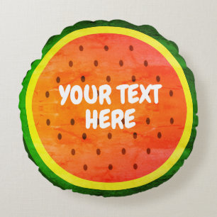 Fresh watermelon slice summer fruit personalised round cushion
