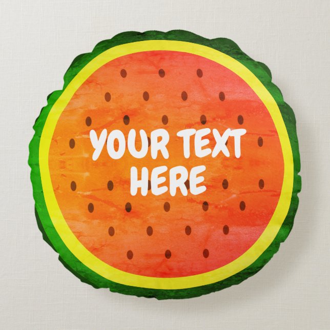 Fresh watermelon slice summer fruit personalised round cushion (Front)