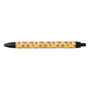 Fresh Watermelon Slices Pattern on Yellow Black Ink Pen