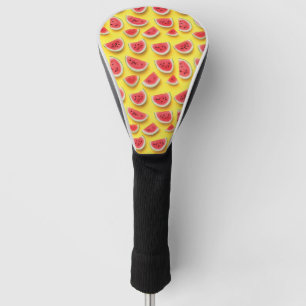 Fresh Watermelon Slices Pattern on Yellow Golf Head Cover