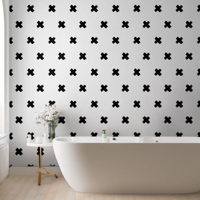 Fresh White-Black Cross Pattern Wallpaper (Creator Uploaded)