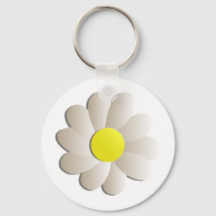 FRESH WHITE DAISY FLOWER, SPRING TIME FLOWER KEY RING