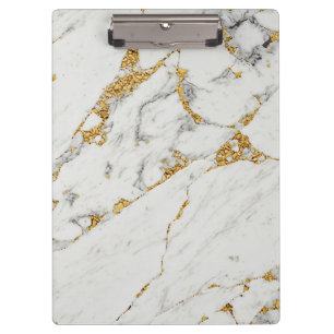 Fresh White Marble And Gold Grain Clipboard
