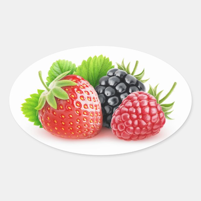 Fresh wild berries oval sticker (Front)
