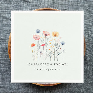 Fresh Wildflower Light-Green Wedding Napkin
