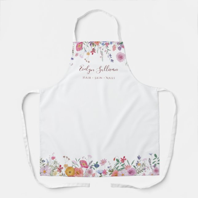 Fresh wildflowers beauty professional apron (Front)