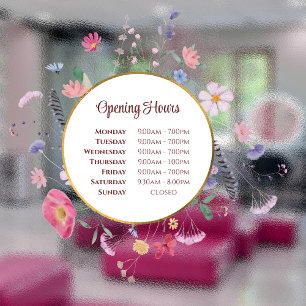 Fresh Wildflowers Opening Hours Window Cling