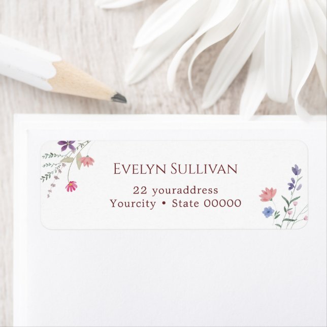 Fresh wildflowers return address label (Insitu)