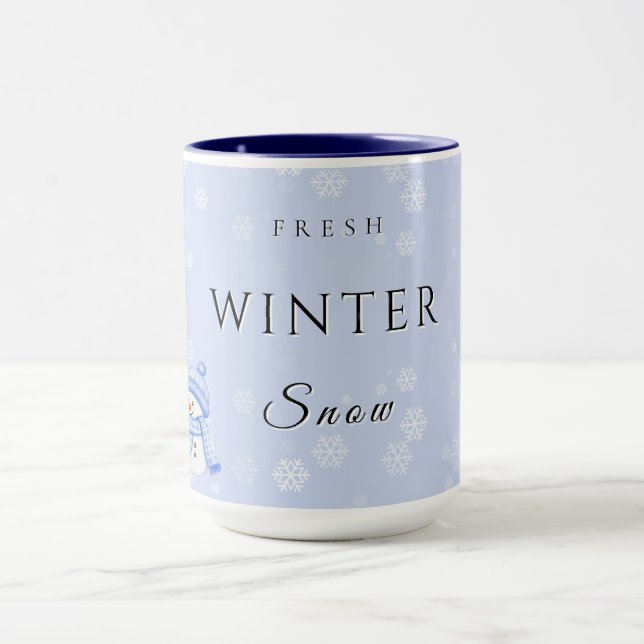 Fresh Winter Joy with Snow and Snowman Mug (Center)