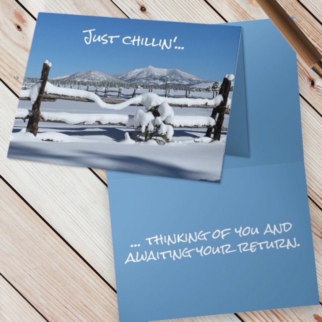Fresh Winter Snow Photo Thinking of You Custom Card (cover and inside template greeting)