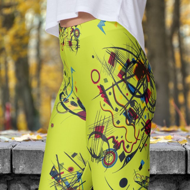 Fresh Yellow Abstract Pattern Leggings (Abstract on Pear)