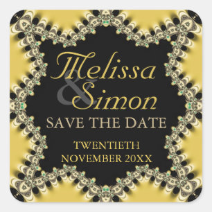 Fresh yellow +black eastern Save the Date Stickers