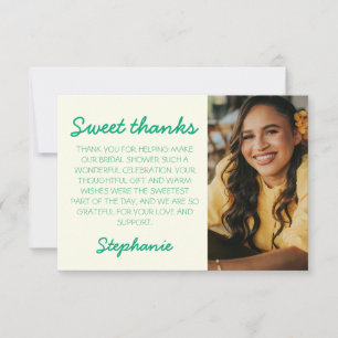 Fresh Yellow & Green Photo Bridal Shower Thank You Card