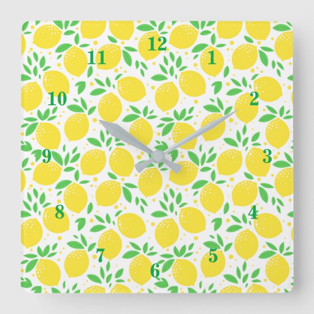 Fresh Yellow Lemons 2 Square Wall Clock (Front)