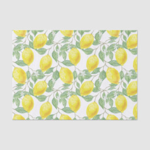 Fresh Yellow Lemons and Green Leaves Decoupage Tissue Paper