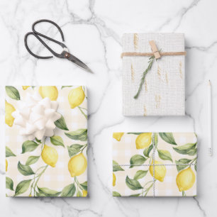 Fresh Yellow Lemons Bridal Shower Wrapping Paper Sheet