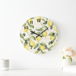 Fresh Yellow Lemons Large Clock