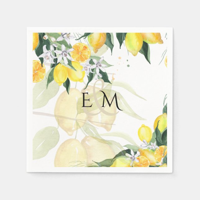 Fresh Yellow Lemons Wedding Napkin (Front)
