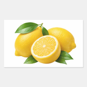 Fresh Yellow Lemons with Green Leaves Sticker