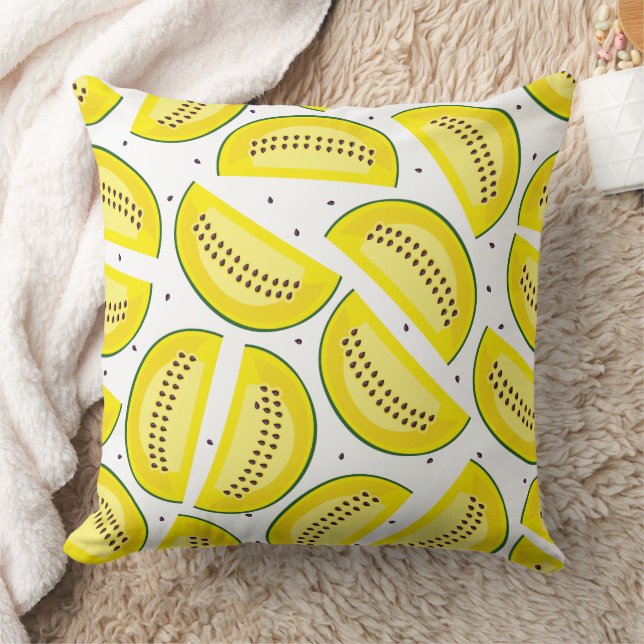 Fresh Yellow Melon Slices Pattern Cushion (Blanket)