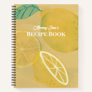 Fresh Yellow Watercolor Lemon Fruit Recipe Notebook