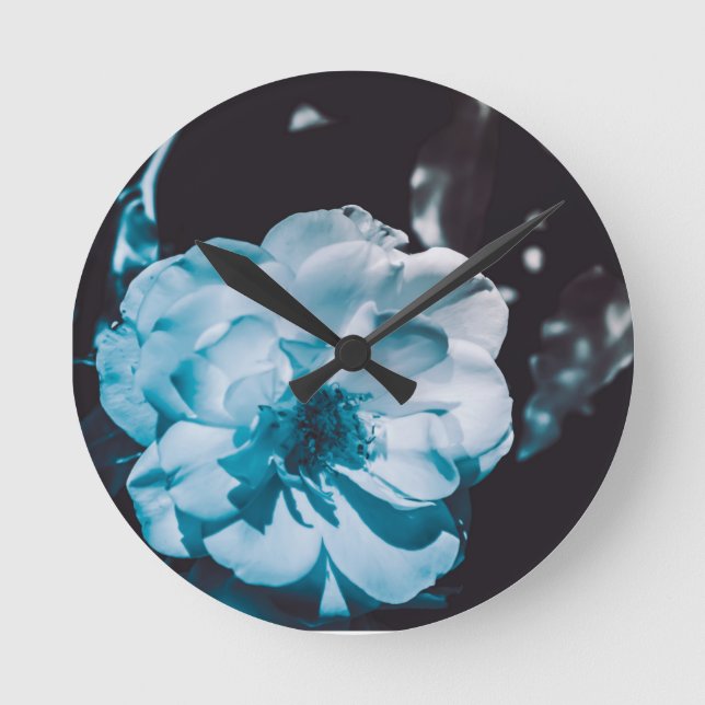 Fresh Zen White Rose Round Clock (Front)