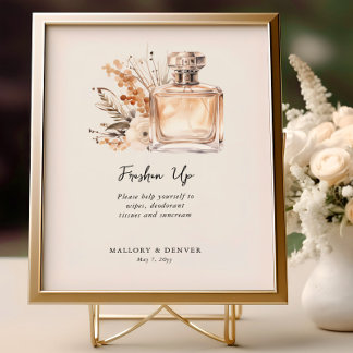 Freshen Up Neutral Vintage Wedding Restroom Sign