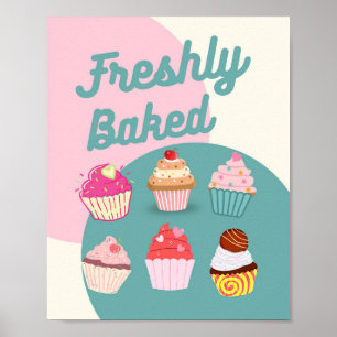 Freshly Bake Sign, Cupcake Bake Sale Poster