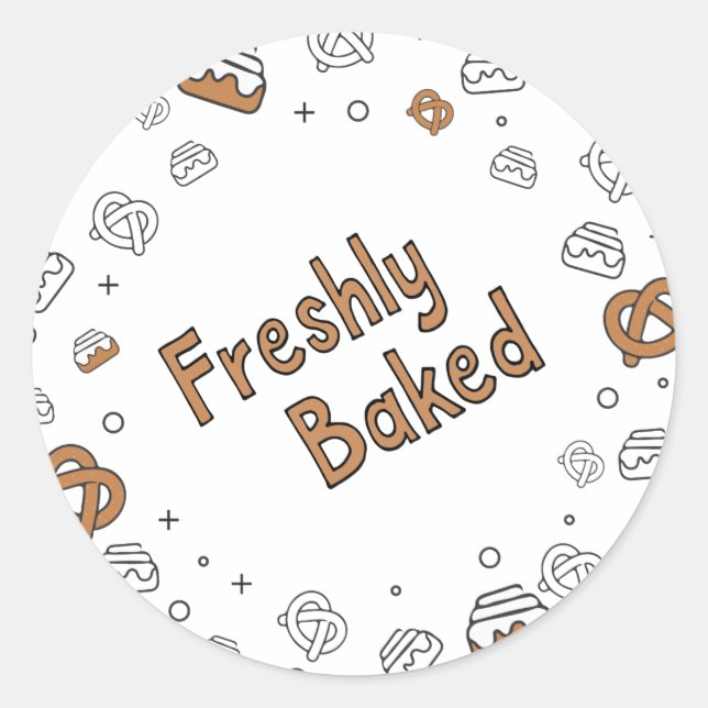 Freshly Baked bakery sticker with matching frame (Front)