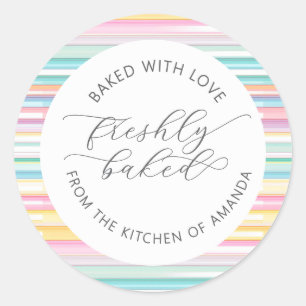Freshly baked custom Bakery packaging Classic Round Sticker