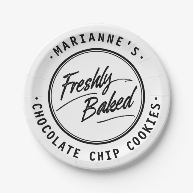 Freshly Baked Personalised Label Paper Plate (Front)