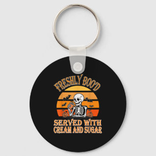 Freshly Boo’d Coffee Skeleton Halloween Funny Soky Key Ring