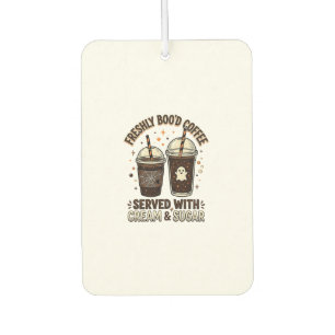 Freshly Bood Coffee Halloween Ghost Cup Car Air Freshener