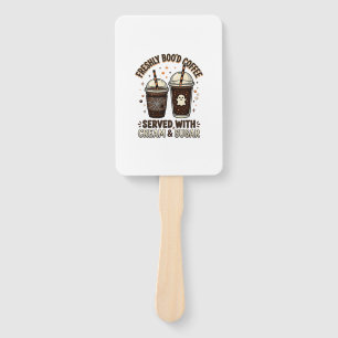 Freshly Bood Coffee Halloween Ghost Cup Hand Fan