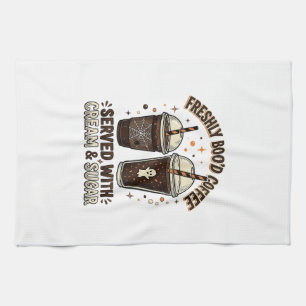 Freshly Bood Coffee Halloween Ghost Cup Tea Towel